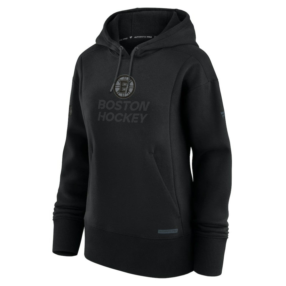 NHL Boston Bruins Fanatics Women's Authentic Pro Road Pullover Hoodie - Black