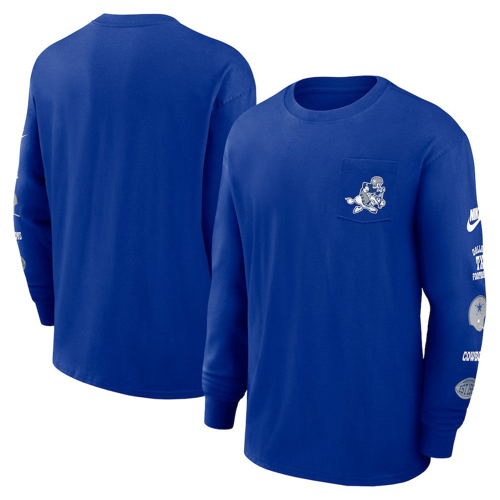 Dallas Cowboys Rewind Heavy Max90 Pocket Long Sleeve T-Shirt Royal