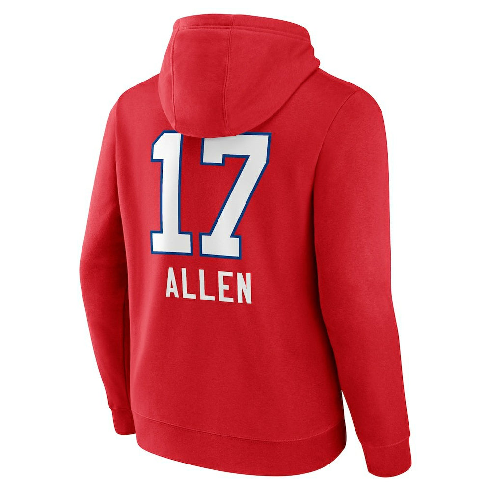 Josh Allen Buffalo Bills Team Wordmark Player Name & Number Pullover Hoodie Red