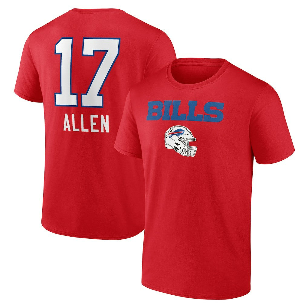 Josh Allen Buffalo Bills Team Wordmark Player Name & Number T-Shirt Red