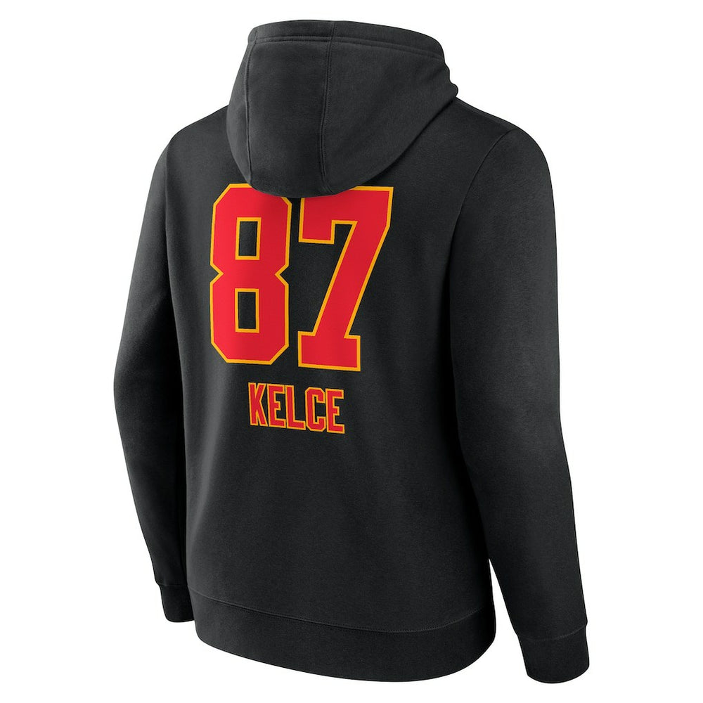 Travis Kelce Kansas City Chiefs Team Wordmark Player Name & Number Pullover Hoodie Black