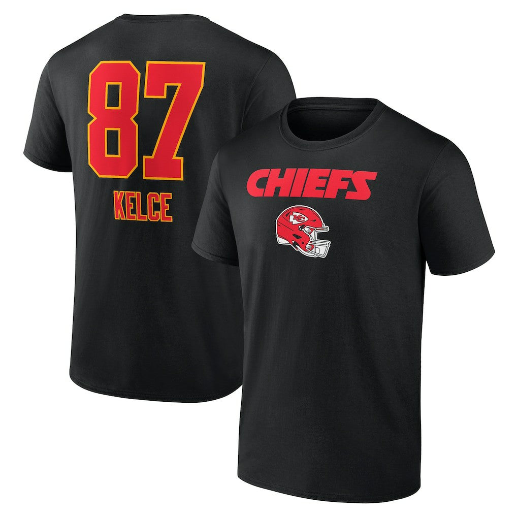 Travis Kelce Kansas City Chiefs Team Wordmark Player Name & Number T-Shirt Black