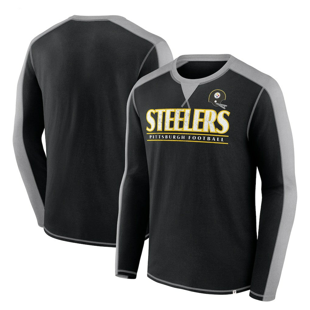 Pittsburgh Steelers Behind the Line Long Sleeve T-Shirt Black/Gray