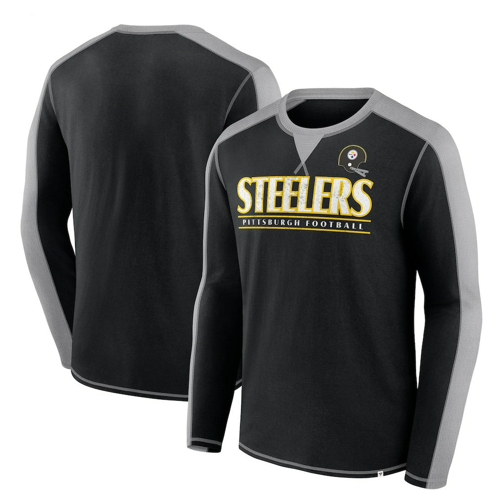 Pittsburgh Steelers Behind the Line Long Sleeve T-Shirt Black/Gray