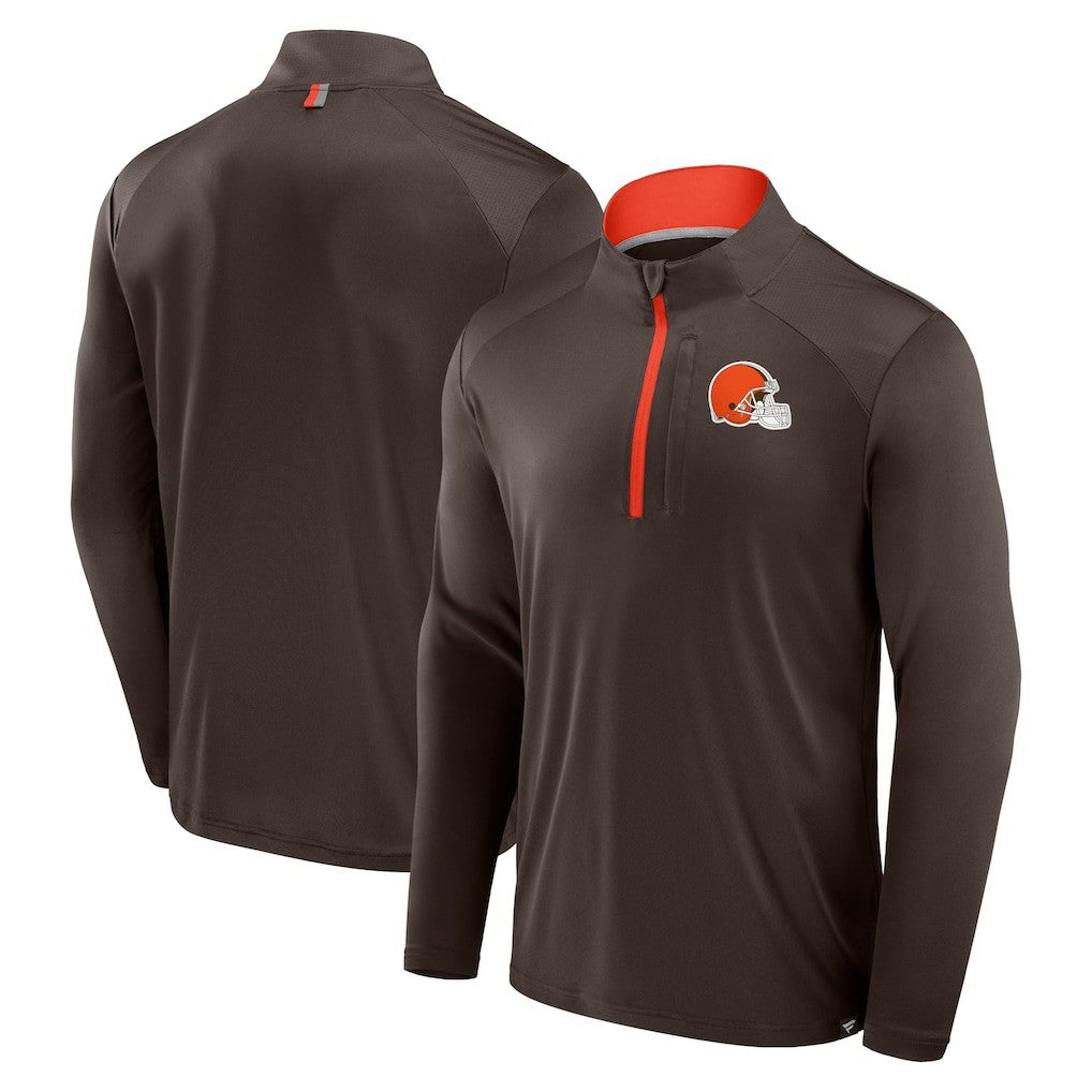 Cleveland Browns Defender Long Sleeve Quarter-Zip Jacket Brown