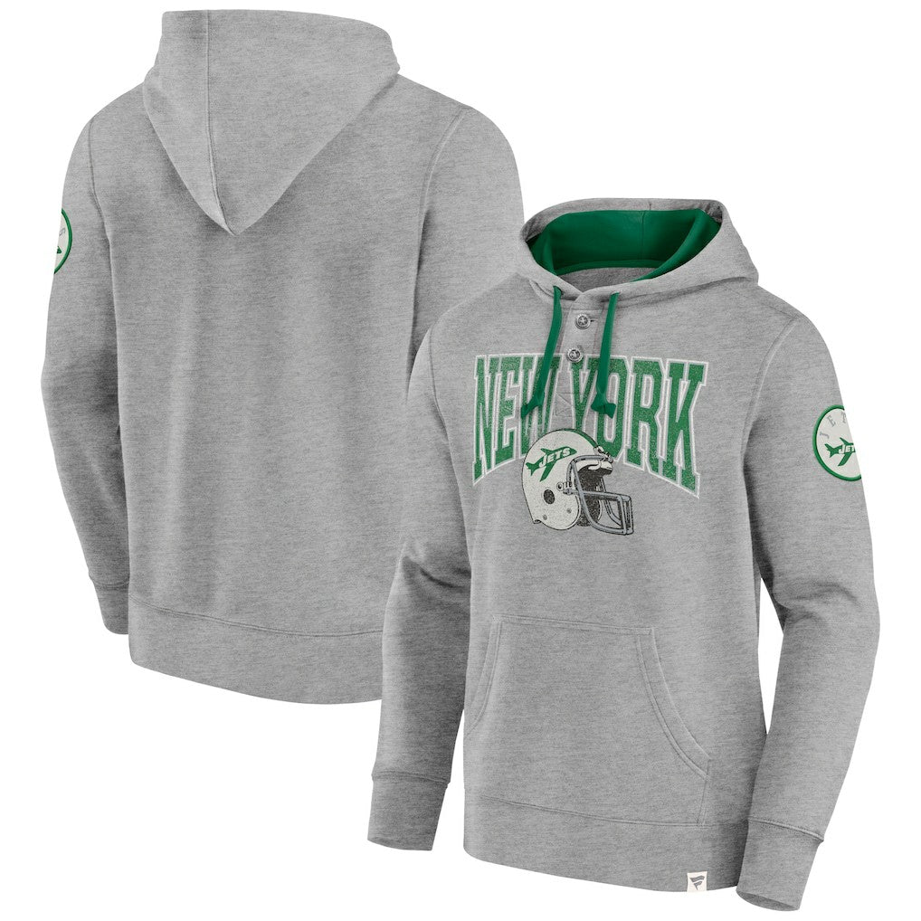 New York Jets Label Maker Pullover Hoodie Heather Gray