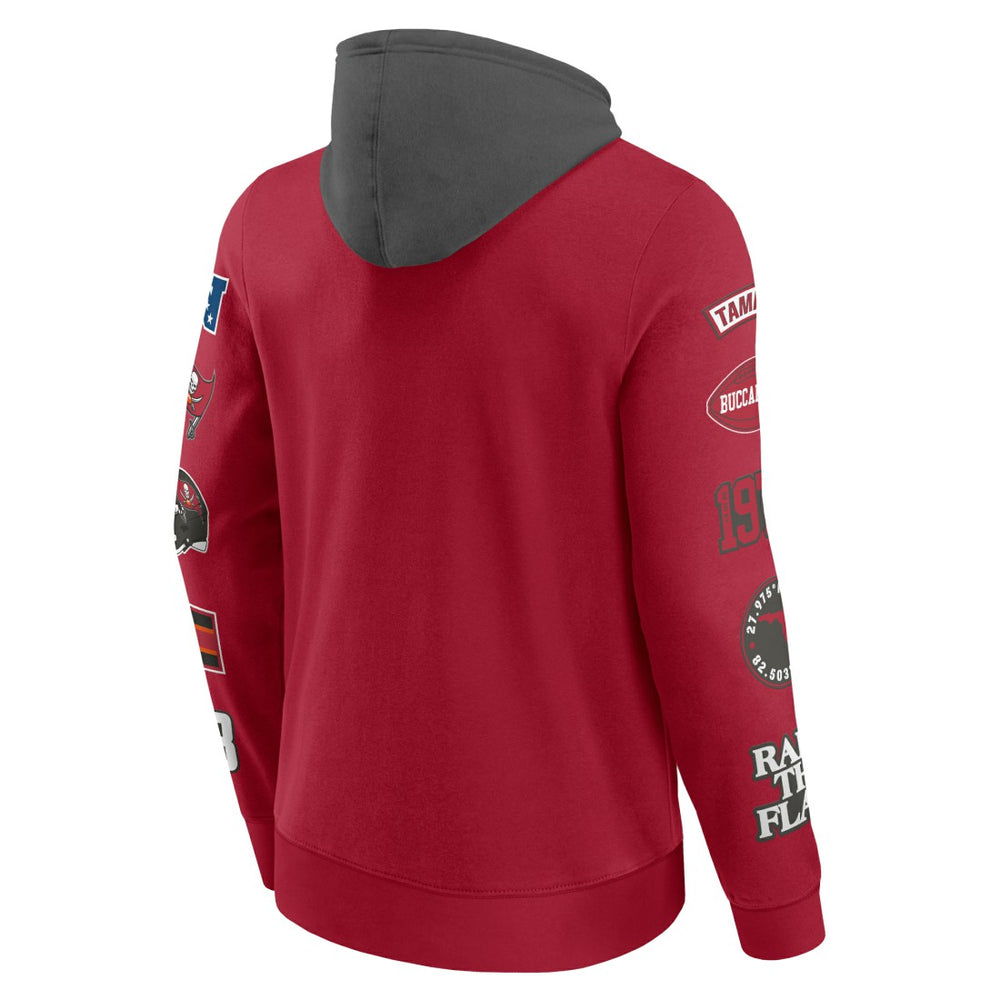 Tampa Bay Buccaneers Patched Out Pullover Hoodie Red/Pewter
