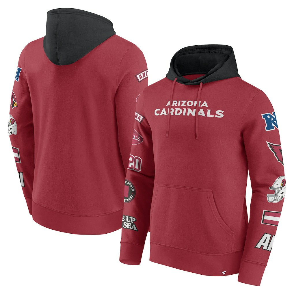 Arizona Cardinals Patched Out Pullover Hoodie Cardinal/Black