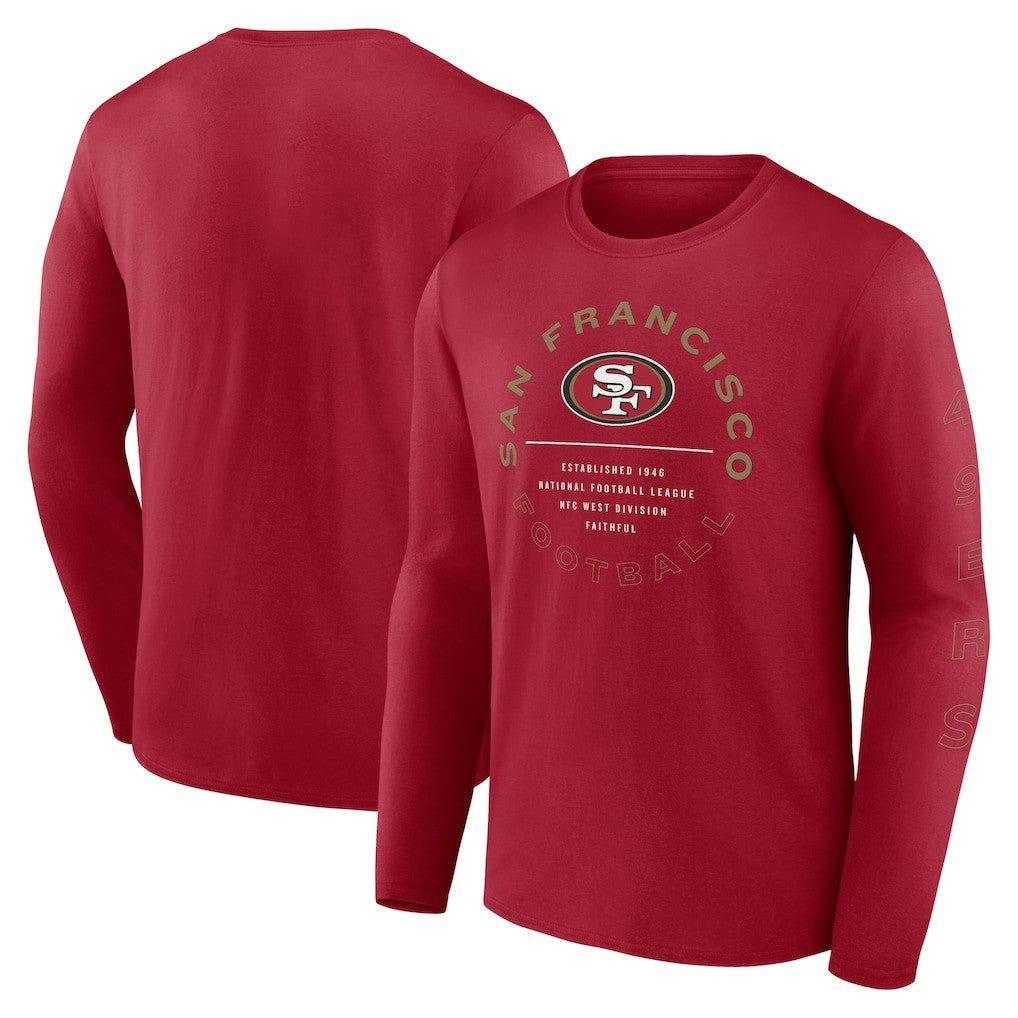 San Francisco 49ers Stat Sheet Long Sleeve T-Shirt Scarlet