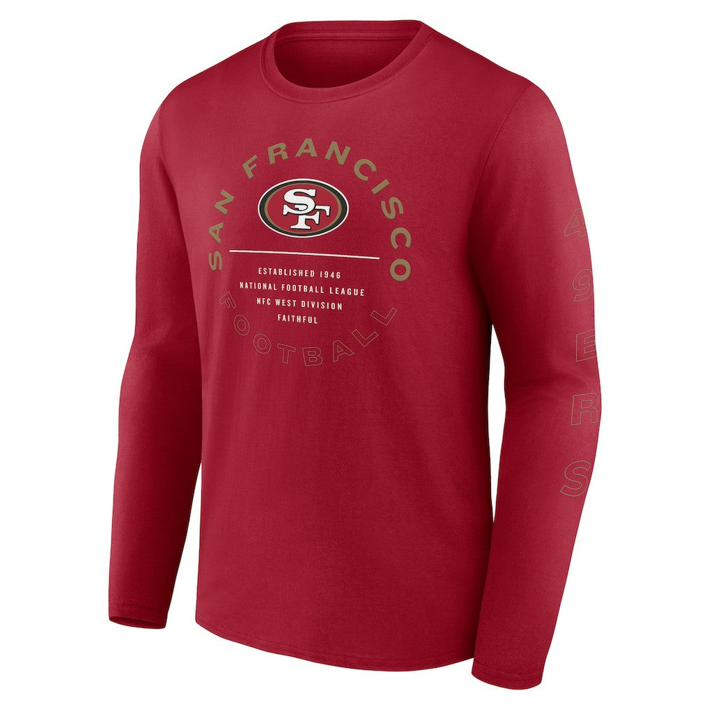 San Francisco 49ers Stat Sheet Long Sleeve T-Shirt Scarlet