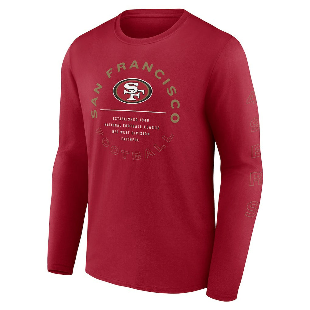San Francisco 49ers Stat Sheet Long Sleeve T-Shirt Scarlet