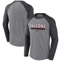 Atlanta Falcons Tri-Blend Raglan Long Sleeve T-Shirt Heather Gray/Charcoal