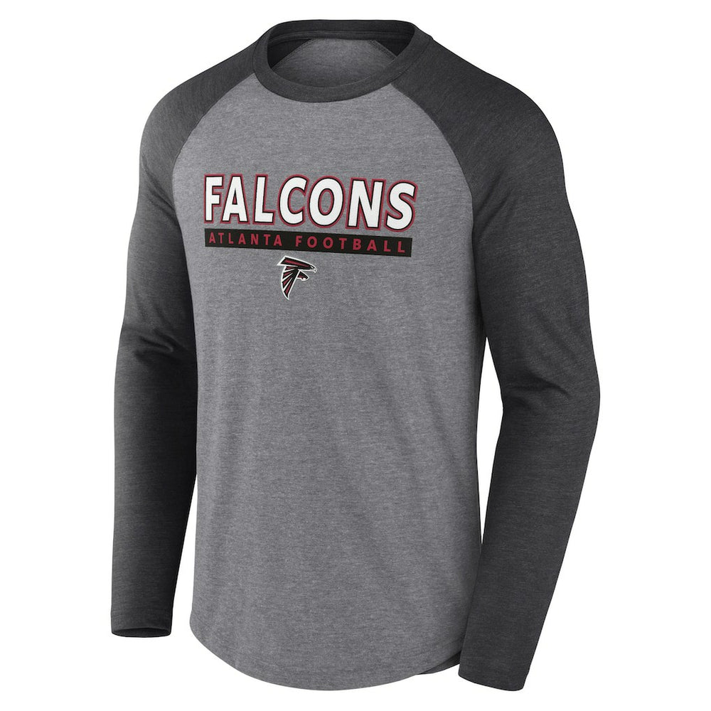 Atlanta Falcons Tri-Blend Raglan Long Sleeve T-Shirt Heather Gray/Charcoal