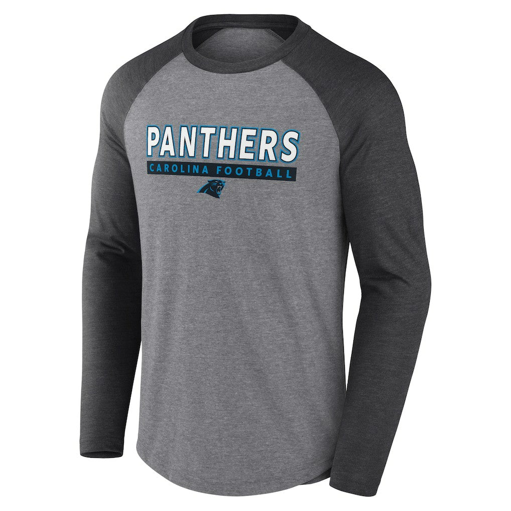 Carolina Panthers Tri-Blend Raglan Long Sleeve T-Shirt Heather Gray/Charcoal