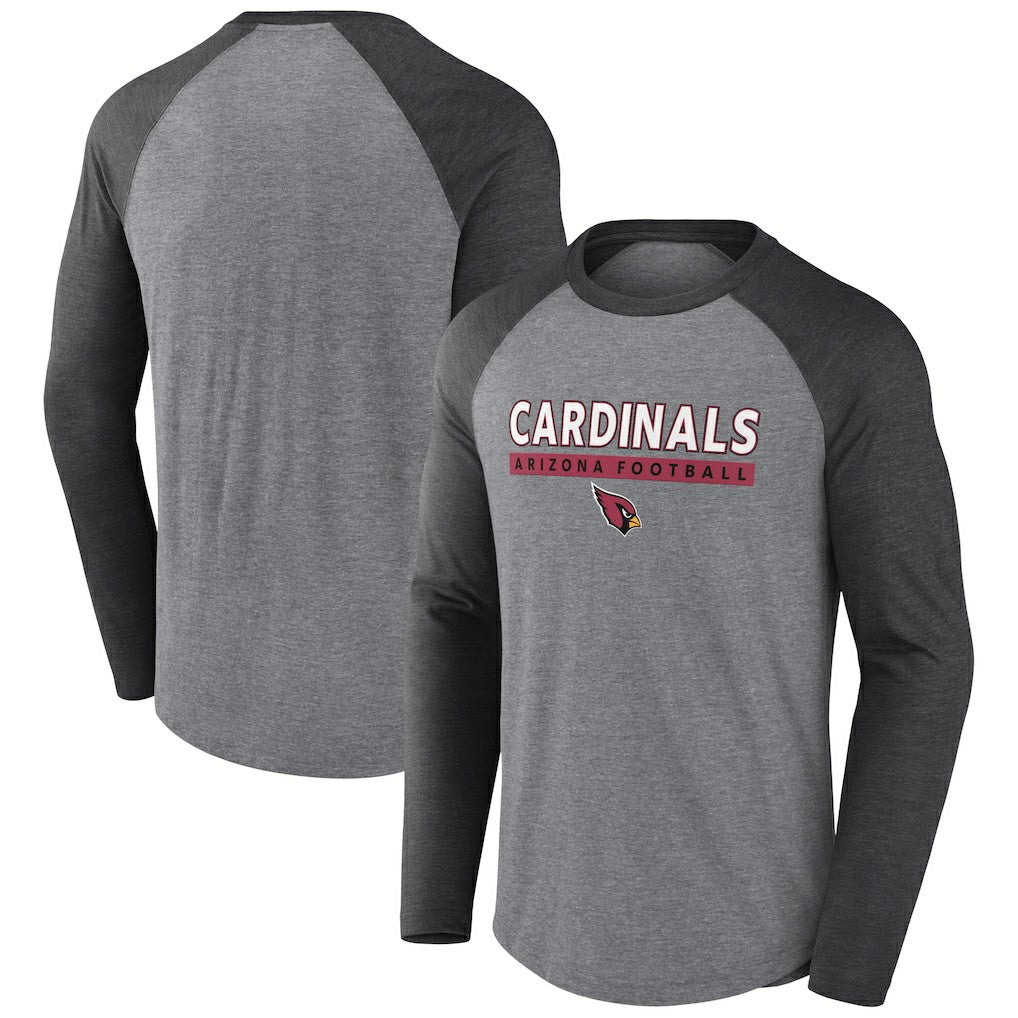 Arizona Cardinals Tri-Blend Raglan Long Sleeve T-Shirt Heather Gray/Charcoal