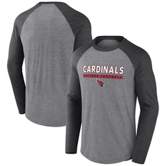 Arizona Cardinals Tri-Blend Raglan Long Sleeve T-Shirt Heather Gray/Charcoal