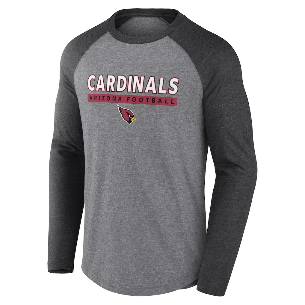 Arizona Cardinals Tri-Blend Raglan Long Sleeve T-Shirt Heather Gray/Charcoal
