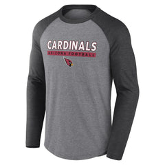 Arizona Cardinals Tri-Blend Raglan Long Sleeve T-Shirt Heather Gray/Charcoal