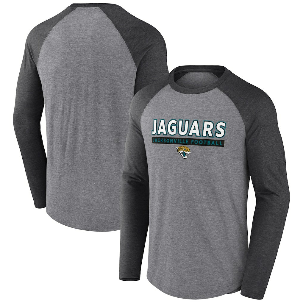 Jacksonville Jaguars Tri-Blend Raglan Long Sleeve T-Shirt Heather Gray/Charcoal