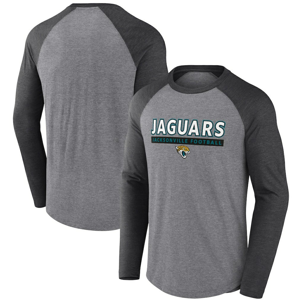 Jacksonville Jaguars Tri-Blend Raglan Long Sleeve T-Shirt Heather Gray/Charcoal