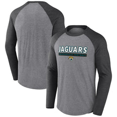 Jacksonville Jaguars Tri-Blend Raglan Long Sleeve T-Shirt Heather Gray/Charcoal