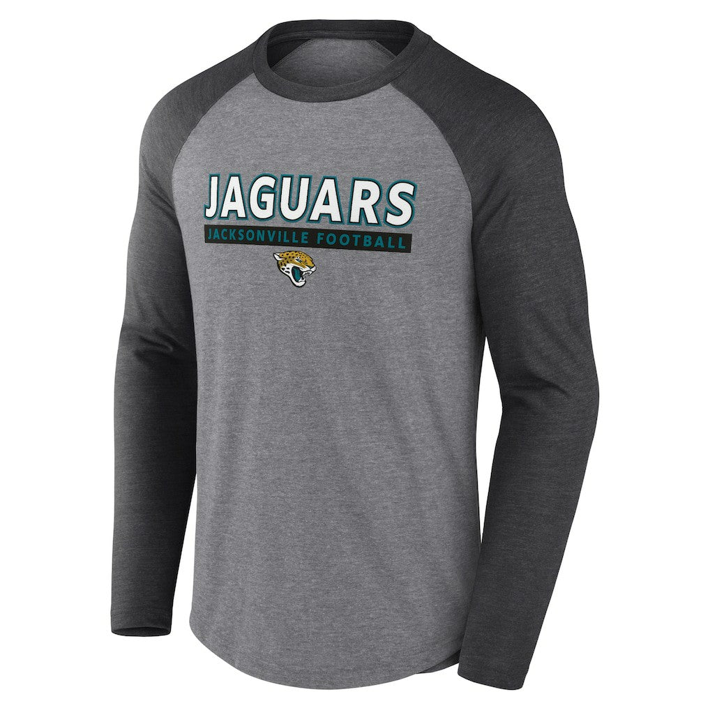 Jacksonville Jaguars Tri-Blend Raglan Long Sleeve T-Shirt Heather Gray/Charcoal
