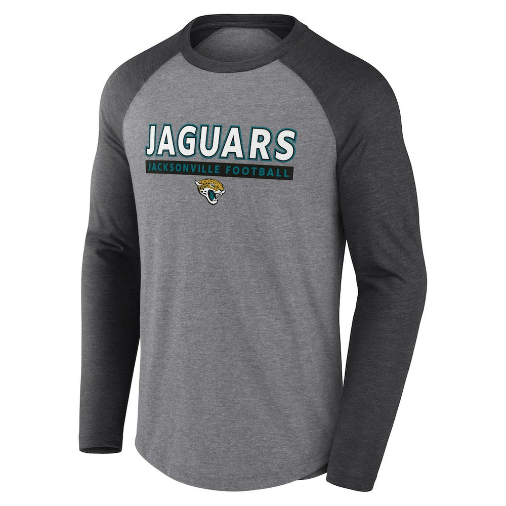 Jacksonville Jaguars Tri-Blend Raglan Long Sleeve T-Shirt Heather Gray/Charcoal
