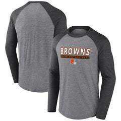 Cleveland Browns Tri-Blend Raglan Long Sleeve T-Shirt Heather Gray/Charcoal
