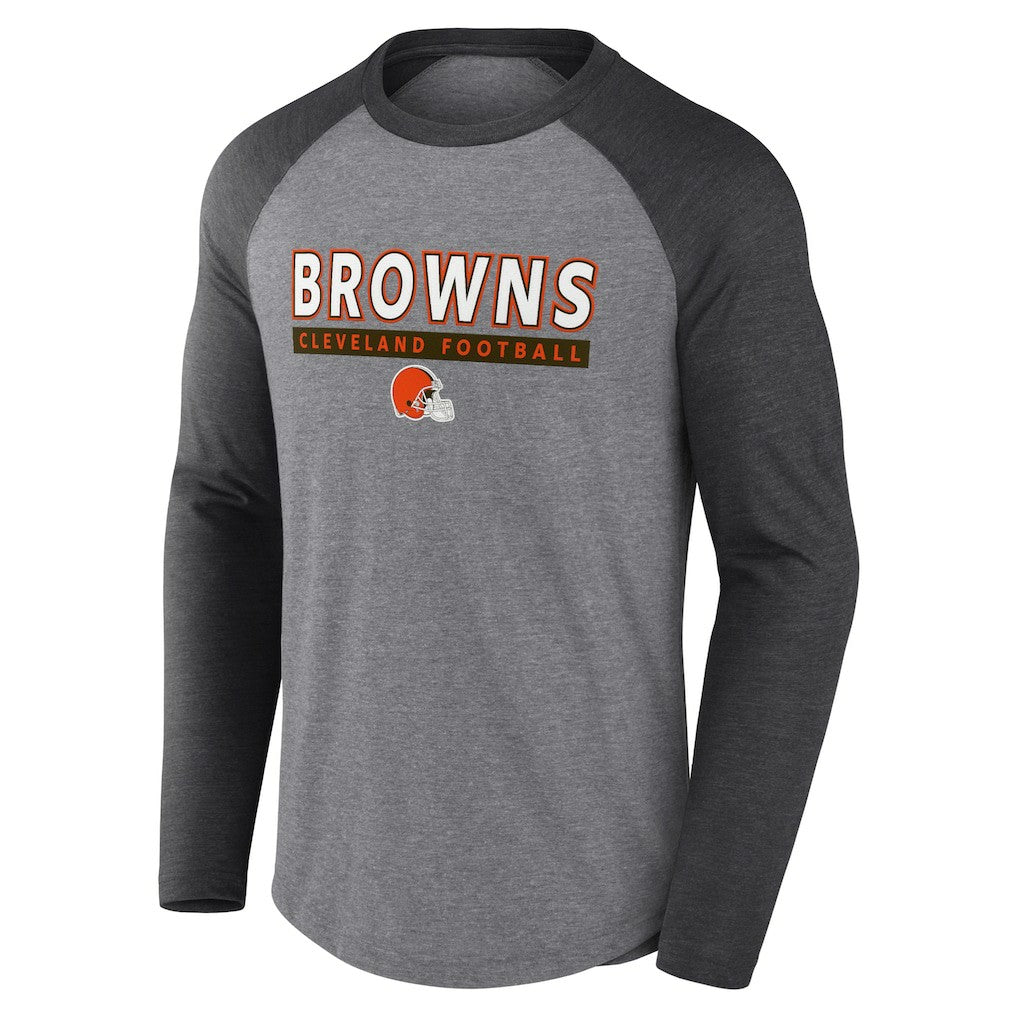 Cleveland Browns Tri-Blend Raglan Long Sleeve T-Shirt Heather Gray/Charcoal