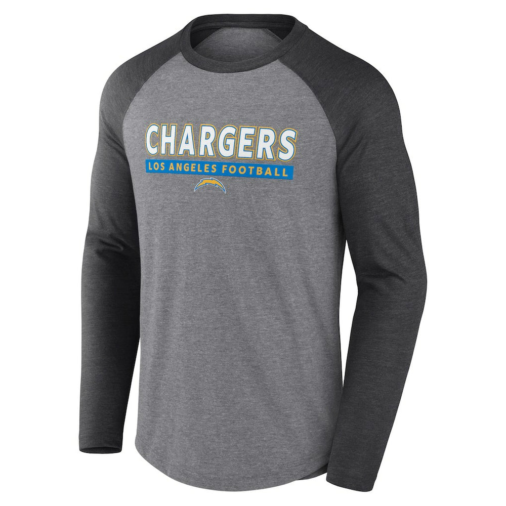 Los Angeles Chargers Tri-Blend Raglan Long Sleeve T-Shirt Heather Gray/Charcoal