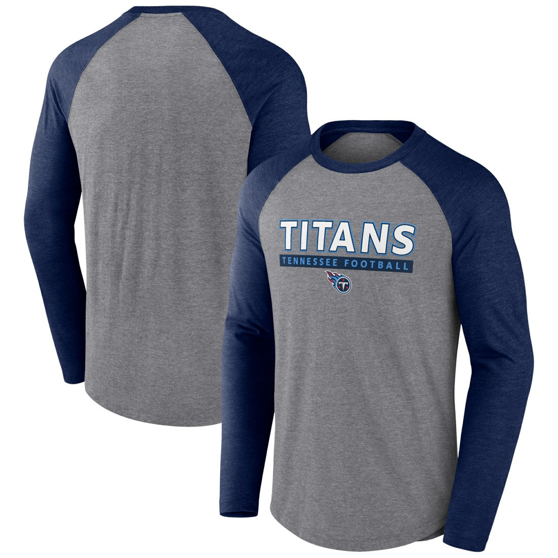Tennessee Titans Tri-Blend Raglan Long Sleeve T-Shirt Heather Gray/Navy