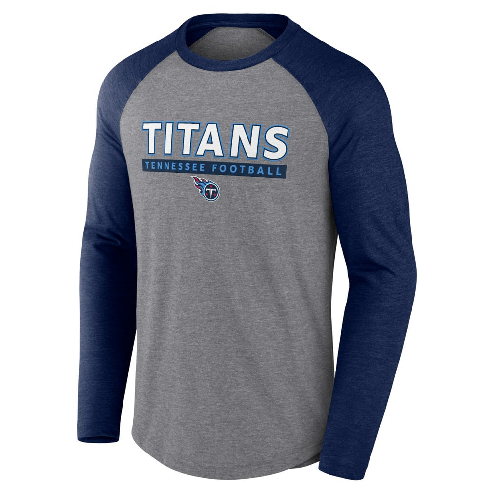Tennessee Titans Tri-Blend Raglan Long Sleeve T-Shirt Heather Gray/Navy