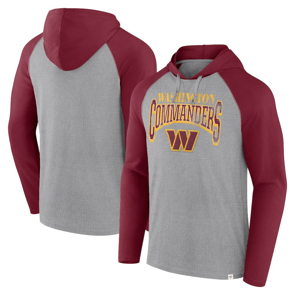 Washington Commanders Under Center Long Sleeve Hoodie T-Shirt Gray/Burgundy
