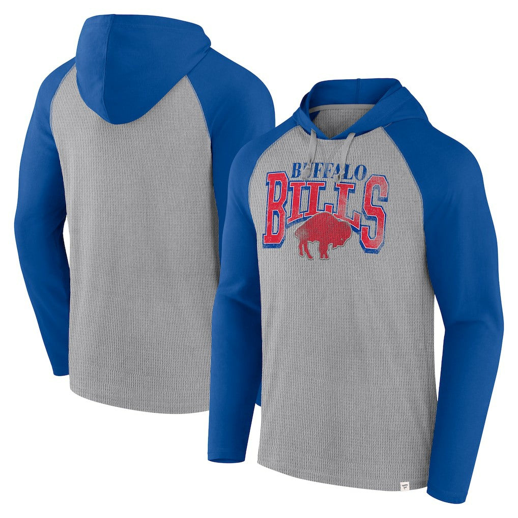 Buffalo Bills Under Center Long Sleeve Hoodie T-Shirt Gray/Royal