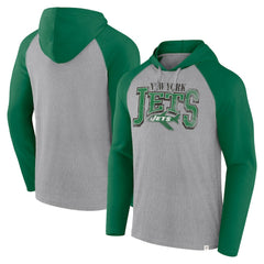 New York Jets Under Center Long Sleeve Hoodie T-Shirt Gray/Kelly Green