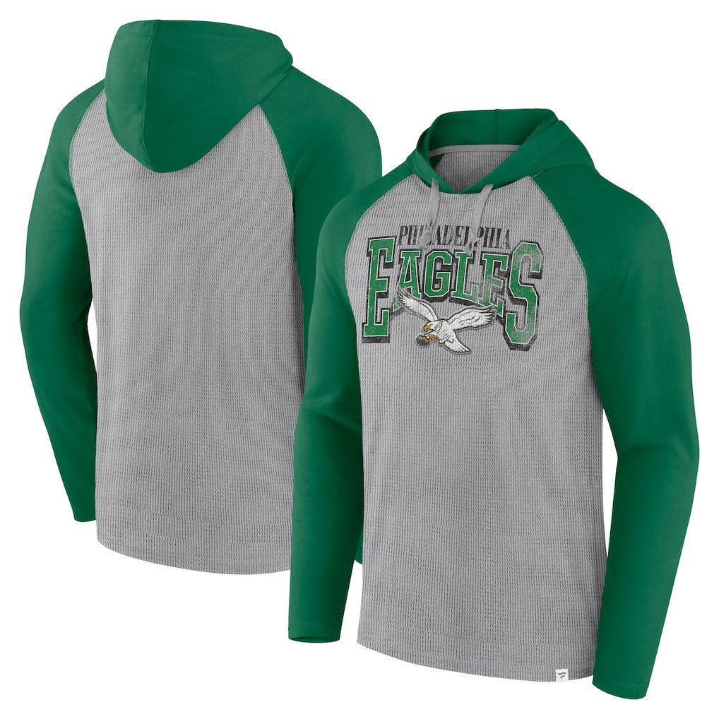 Philadelphia Eagles Under Center Long Sleeve Hoodie T-Shirt Gray/Kelly Green