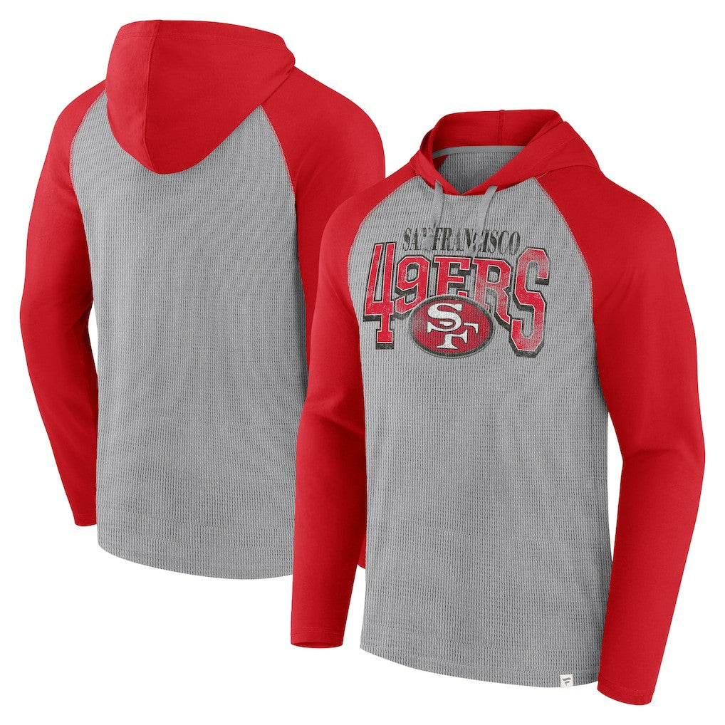 San Francisco 49ers Under Center Long Sleeve Hoodie T-Shirt Gray/Scarlet