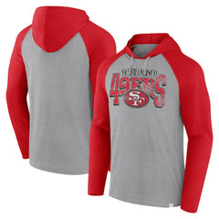 San Francisco 49ers Under Center Long Sleeve Hoodie T-Shirt Gray/Scarlet