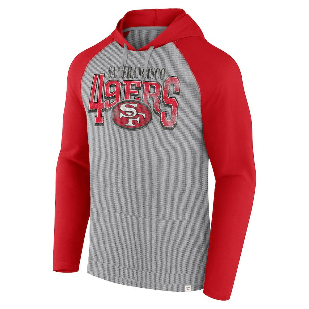 San Francisco 49ers Under Center Long Sleeve Hoodie T-Shirt Gray/Scarlet