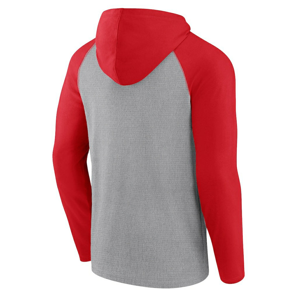 San Francisco 49ers Under Center Long Sleeve Hoodie T-Shirt Gray/Scarlet