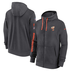 Cleveland Browns 2024 Sideline Club Full-Zip Hoodie Anthracite