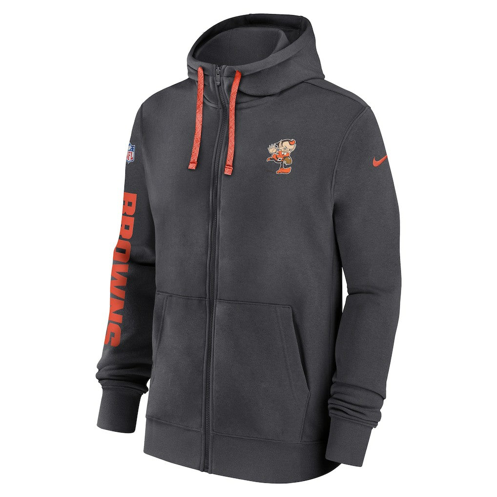 Cleveland Browns 2024 Sideline Club Full-Zip Hoodie Anthracite
