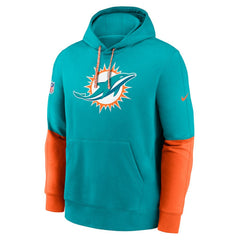 Miami Dolphins 2024 Sideline Club Pullover Hoodie Aqua