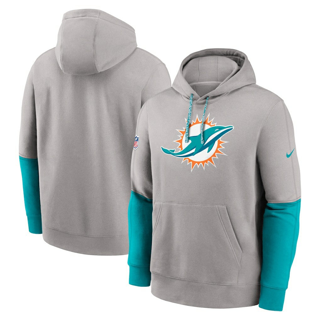 Miami Dolphins 2024 Sideline Club Pullover Hoodie Gray