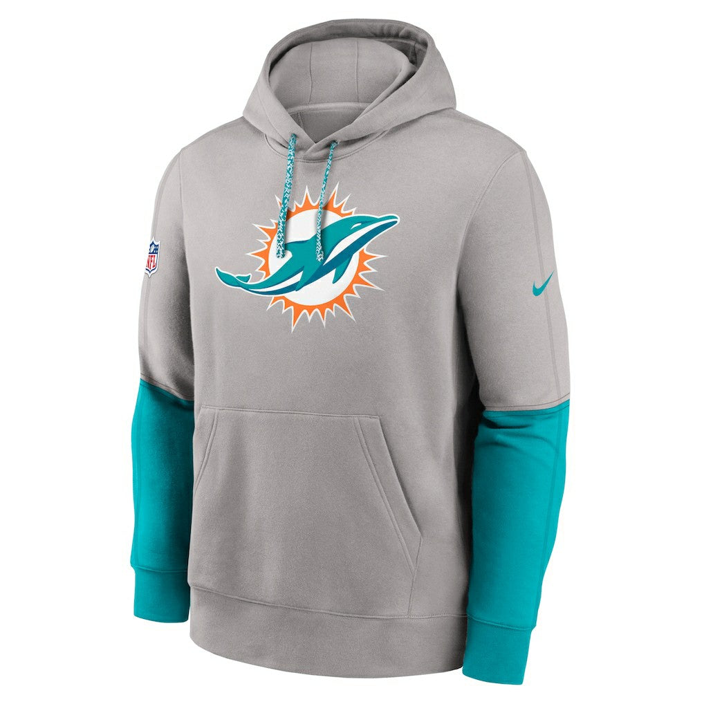 Miami Dolphins 2024 Sideline Club Pullover Hoodie Gray
