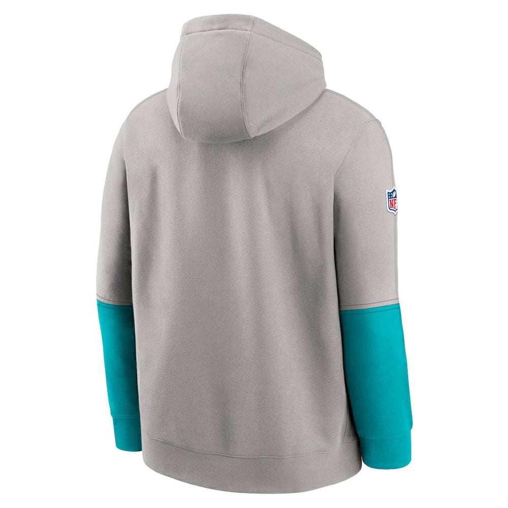 Miami Dolphins 2024 Sideline Club Pullover Hoodie Gray