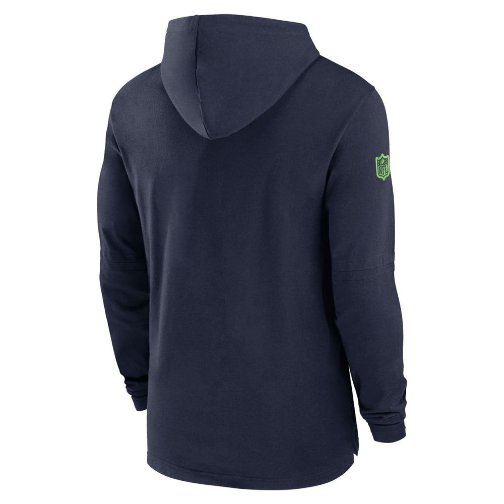 Seattle Seahawks 2024/25 Sideline Performance Long Sleeve Hoodie T-Shirt College Navy
