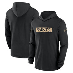 New Orleans Saints 2024/25 Sideline Performance Long Sleeve Hoodie T-Shirt Black