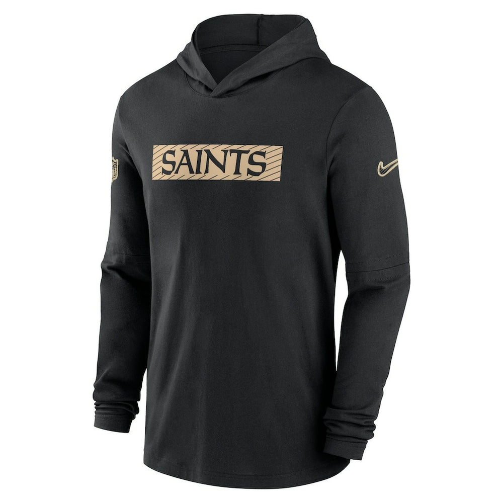 New Orleans Saints 2024/25 Sideline Performance Long Sleeve Hoodie T-Shirt Black