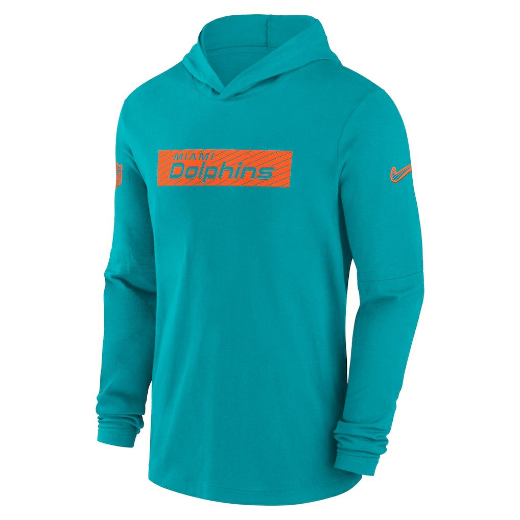 Miami Dolphins 2024/25 Sideline Performance Long Sleeve Hoodie T-Shirt Aqua